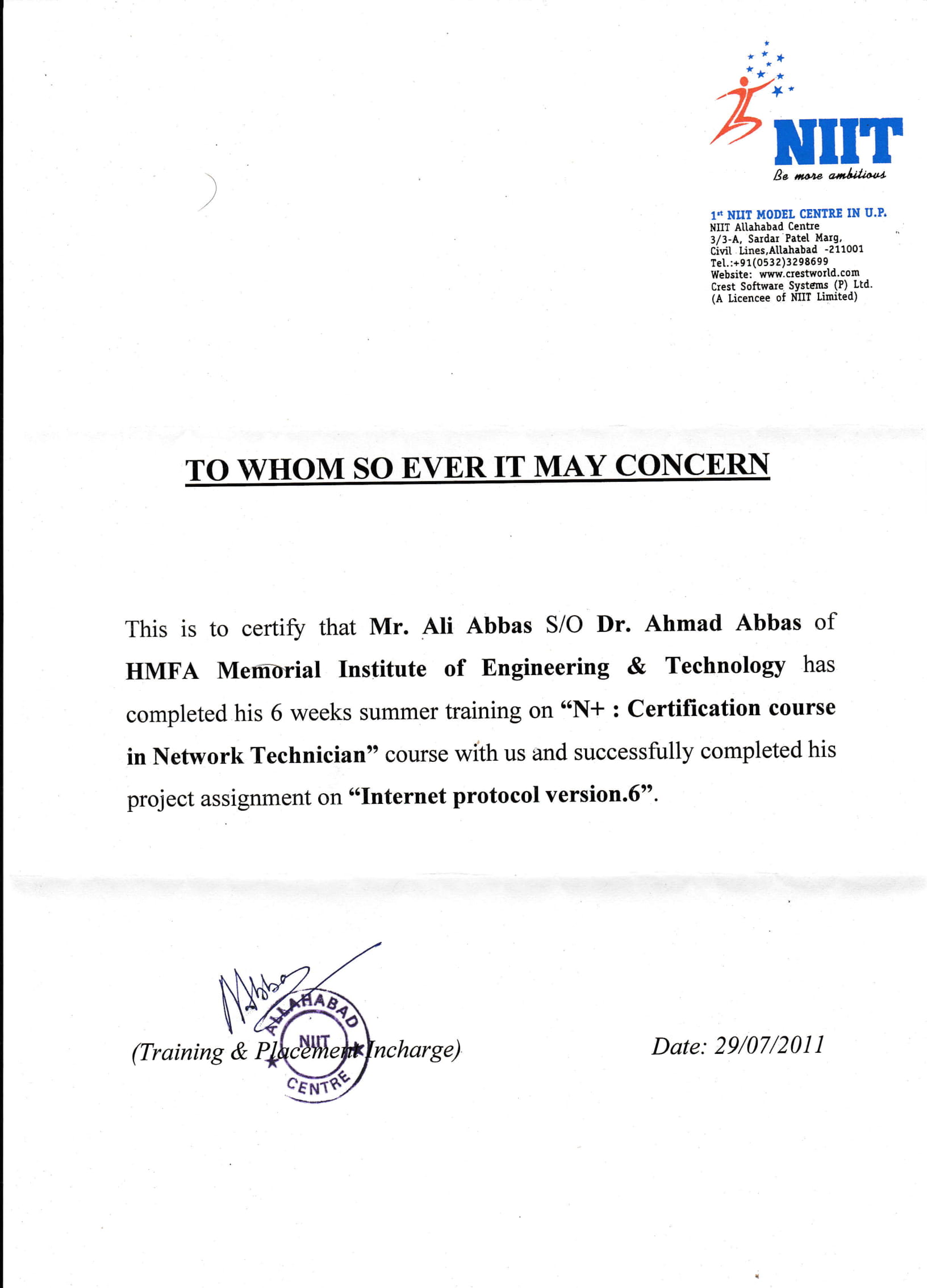 NIIT N+ Certification